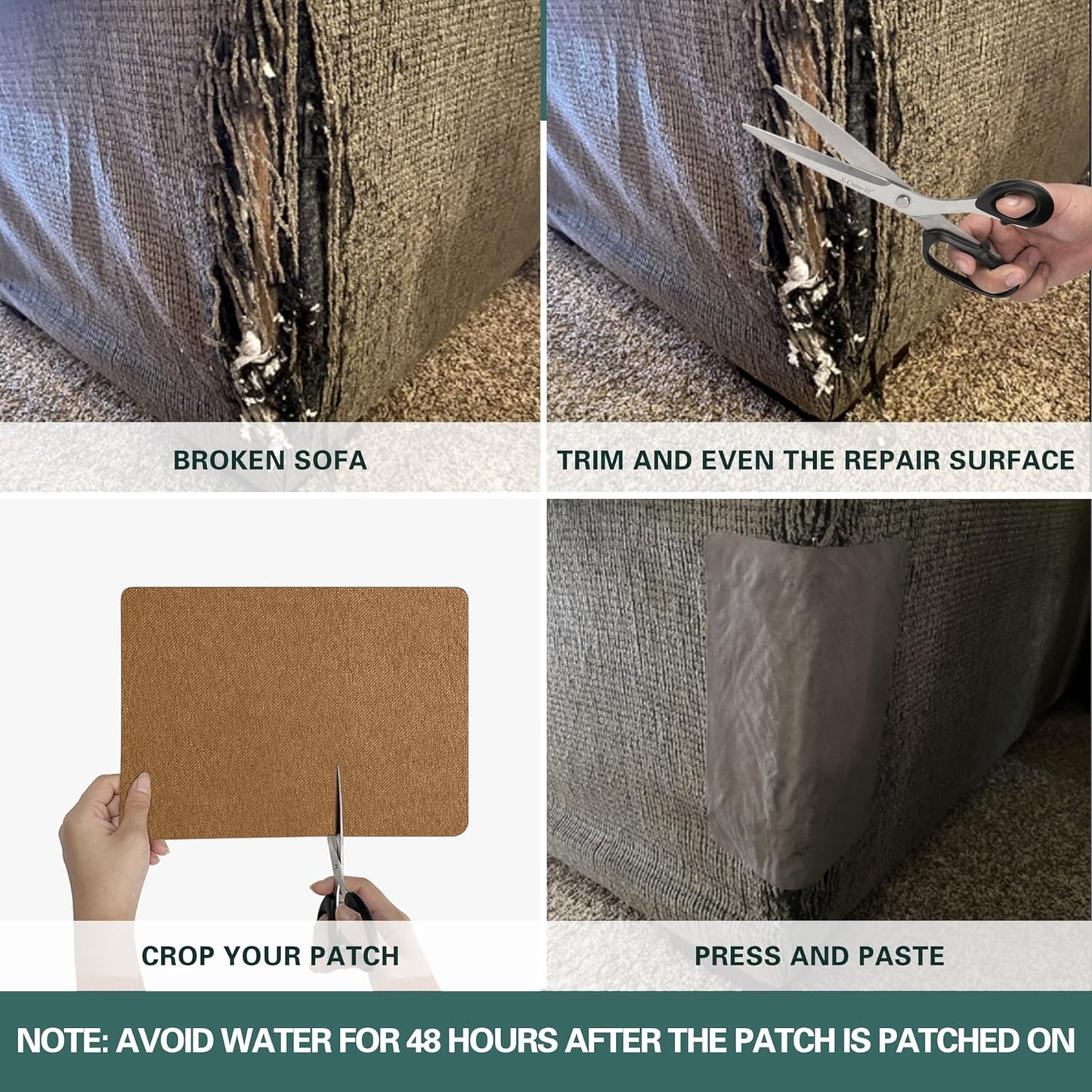 Azobur Couch Patch Repair Fabric,Microfiber Fabric, Self-Adhesive, for Sofa Repair and Upholstery, 2 Pieces, 9.5 x 11 inches (Dark Brown)