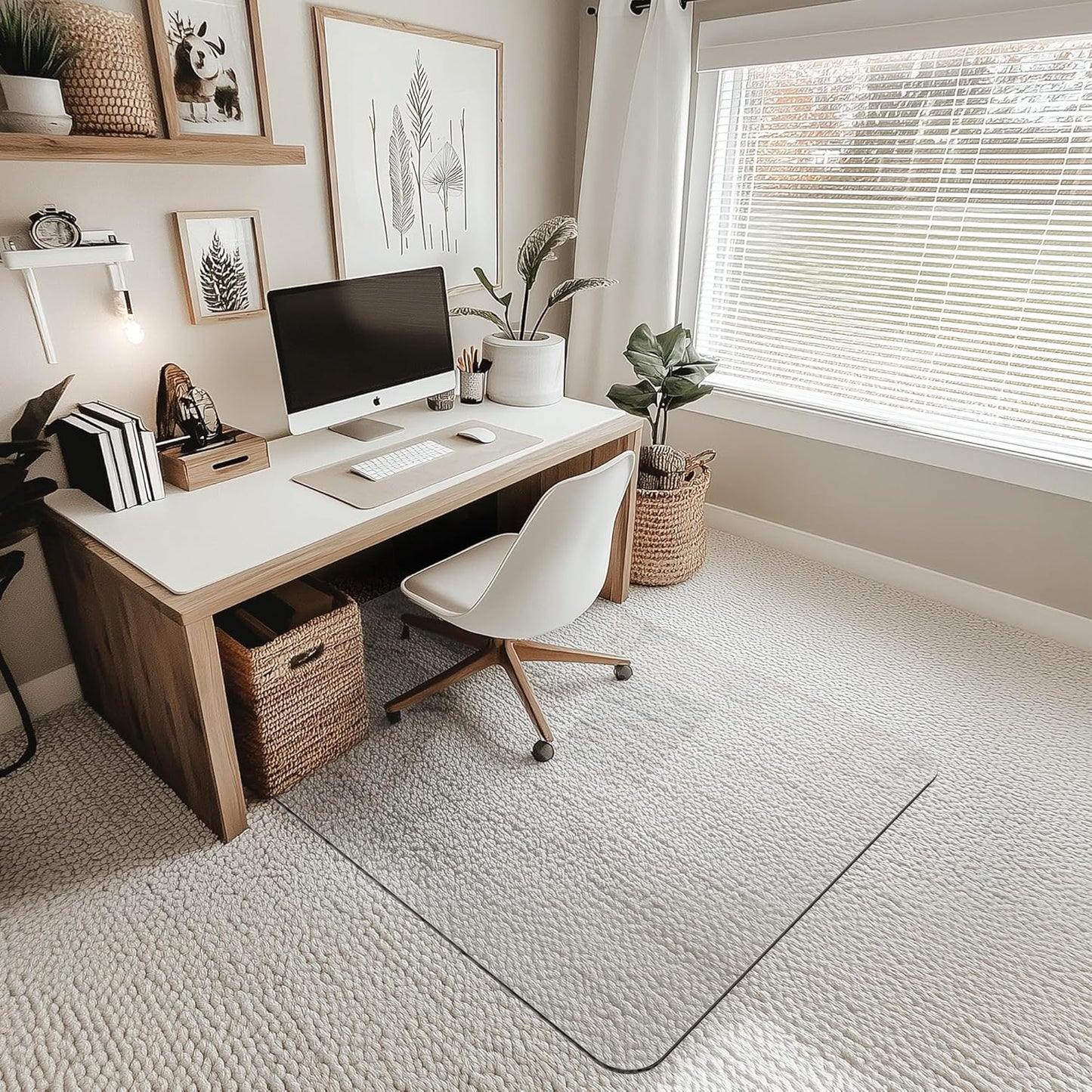 Office Chair Mat for Carpet & Hardwood, Upgraded 36" x 48" Dual Use Tempered Glass Chair Mat for Chair and Footrest Under Desk