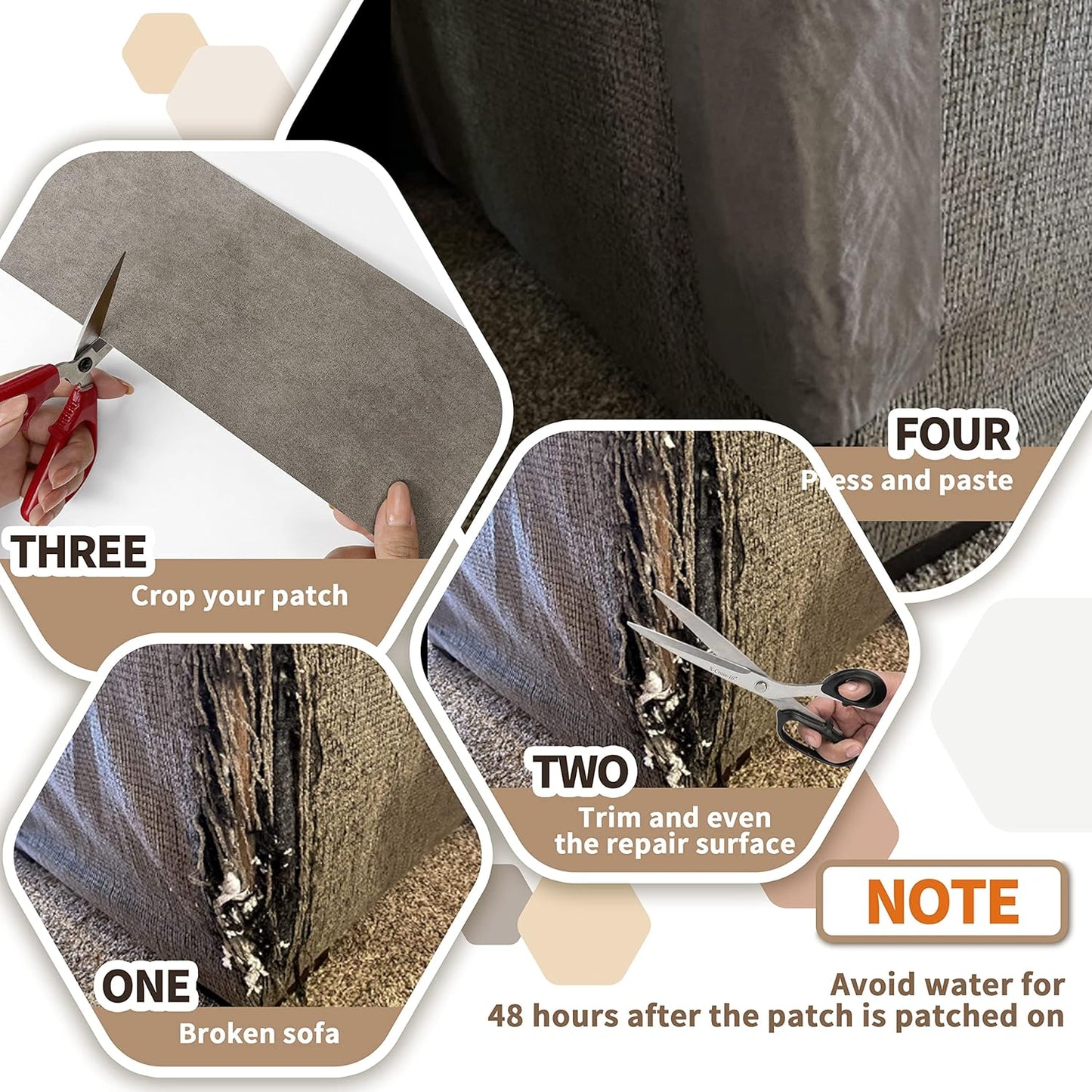 Azobur Sofa Fabric Repair Patch, Oversized Microfiber Patch，Self Adhesive Fabric Sofa Patch Repair Fabric,Super Cost-Effective Combination (Gray)