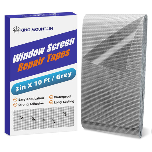 KING MOUNTAIN Grey Window Screen Repair Tape,3inX10FT Heavy Duty Screen Repair Kit for Window