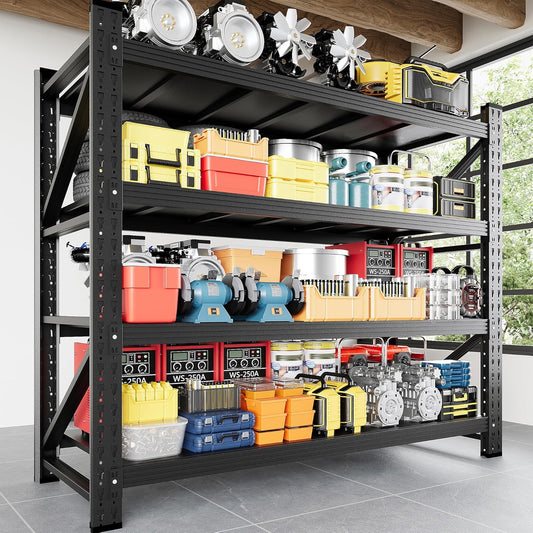 3000LBS Storage Shelves, 48" W Heavy Duty Garage Shelving Unit, Adjustable Industrial Shelving, 4