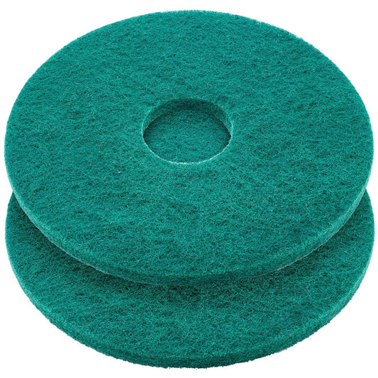 2 Pcs 12" Green Scrubbing Pads Commercial Cleaning Orbiter Pads-Maintenance Non Woven for Floor Buffer Machine