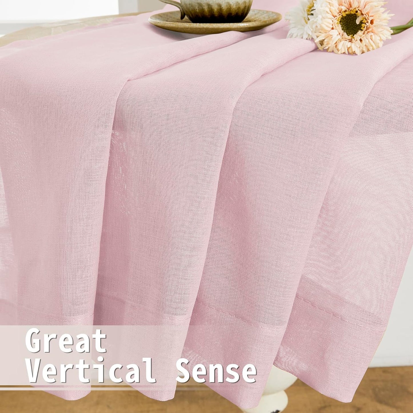 Tollpiz Sheer Door Curtains Closet Linen Textured Curtain Sheers Doorway Light Filtering Voile French Door Rod Pocket Curtains Patio Glass Door, 54 x 63 inches Long, Pink, Set of 1 Panel