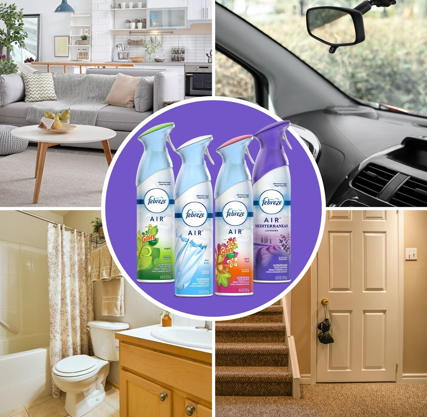 Febreze Air Freshener Odor Eliminator Spray, Assorted Scent Febreze & Bathroom Deodorizer
