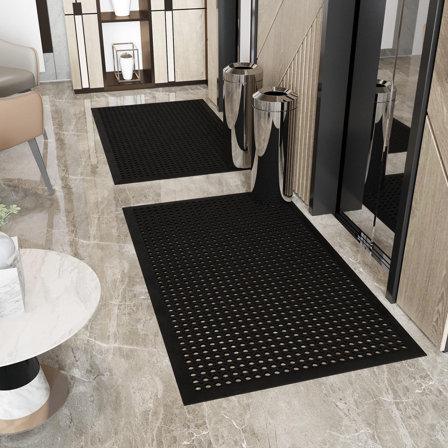 Ottomanson Heavy Duty Rubber Floor Mat – Non-Slip, Waterproof, Easy to Clean – Anti-Fatigue Mat for