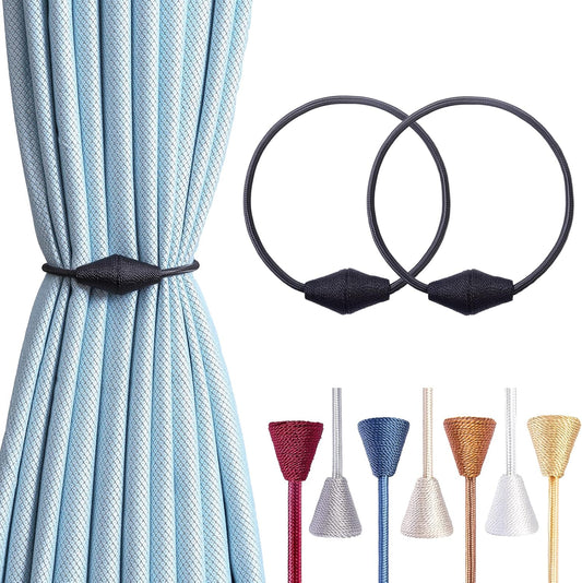 2 PCS Magnetic Curtain Tiebacks, European Style Convenient Drape Tie Backs Holdbacks for Thin or