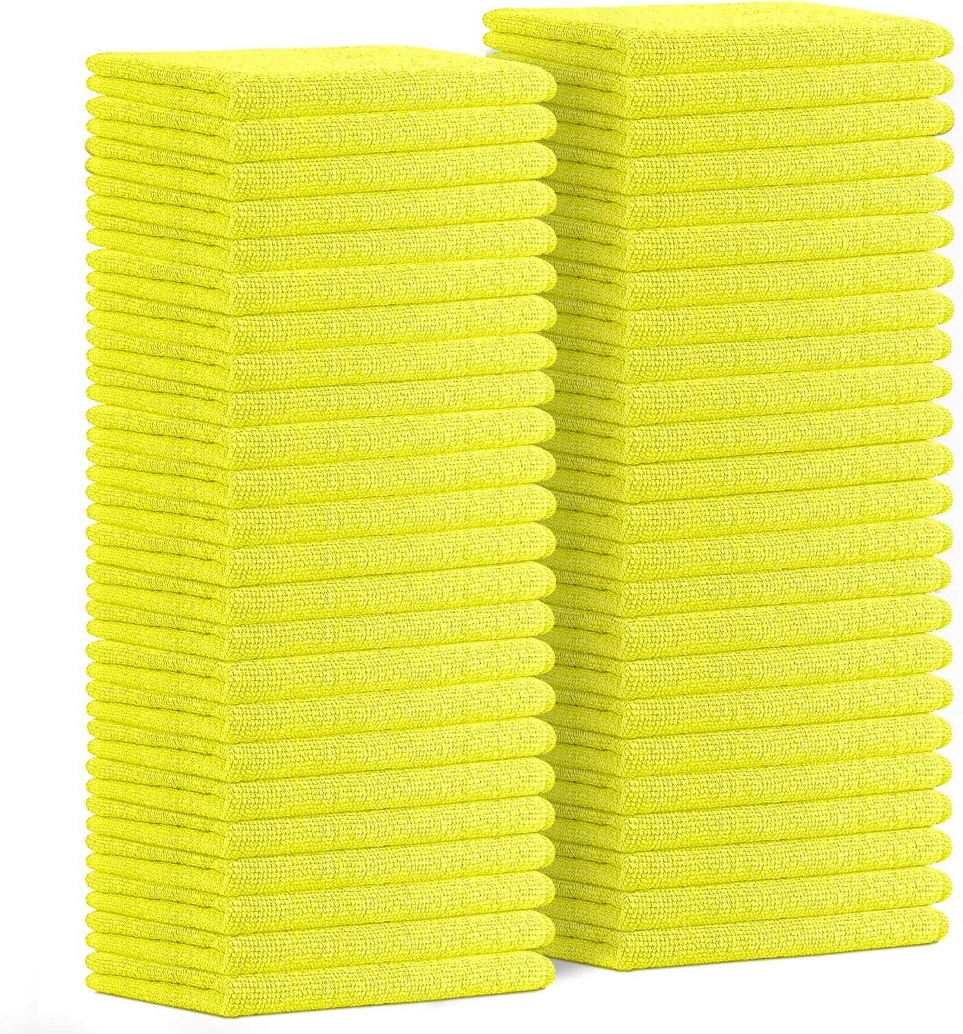 Avalon Towels Microfiber Cleaning Cloths (Value Pack of 48) Size 16" x 16", Highly Absorbent Cleaning Rags, Lint Free Cleaning Towels, Reusable and Washable, Microfiber Towels for Cars (Yellow)