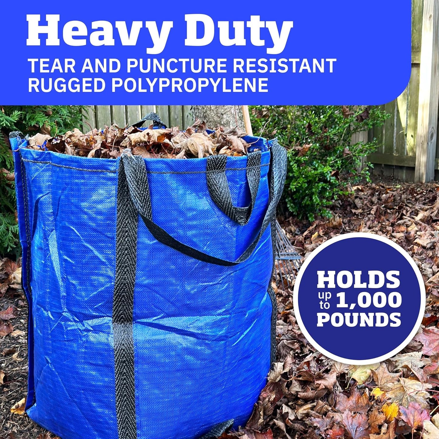 DURASACK Heavy Duty Home and Yard Bags 48-Gallon Reusable Self-Standing Lawn and Leaf Bags Garbage Can with Reinforced Handles, Multicolored, 3 Pack