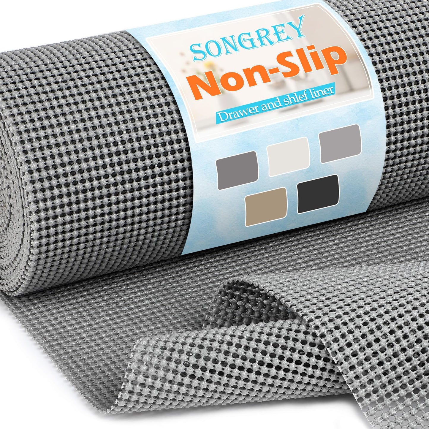 Songrey Non-Slip Shelf Cabinet and Drawer Liner, 12IN x 20FT, Dark Gray