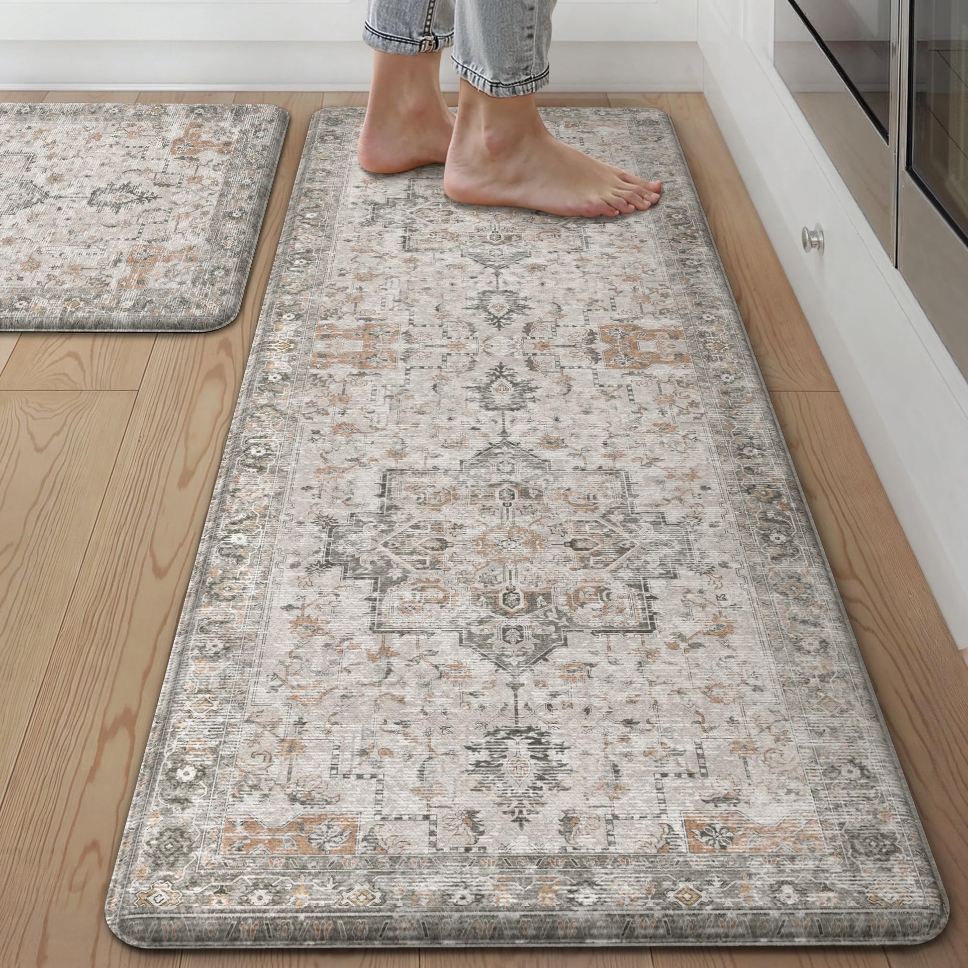 GENIMO Anti Fatigue Kitchen Mats for Floor 2PCS, Cushioned Standing Mats