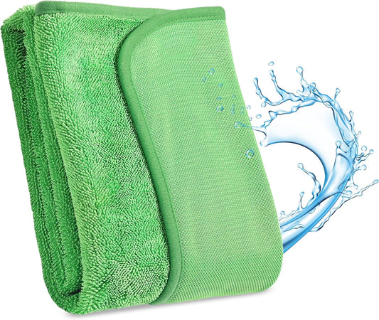JOYMOOP Microfiber Towels for Cars, 35.4" x 23.6" Car Drying Towel, Green Reusable Car Towel, Quick