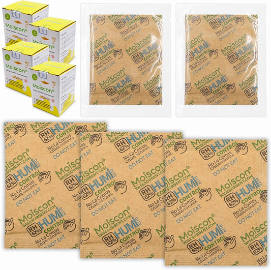 60 Pack 62% RH 8 Gram Two-Way Humidity Control Packs for Storing 1 oz Herb, Size 8 Moisture Control