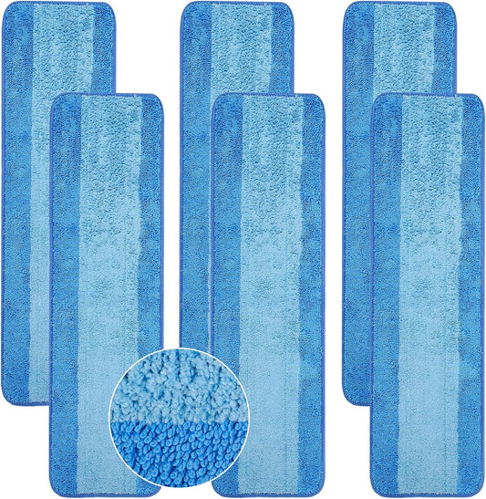 6 Pack Microfiber Cleaning Pads are Compatible with Bona Mop,18 Inch Replaceable Mop Pad Refill,Washable & Reusable Blue Microfiber Mop Pads for Hardwood and Hard-Surface Floors