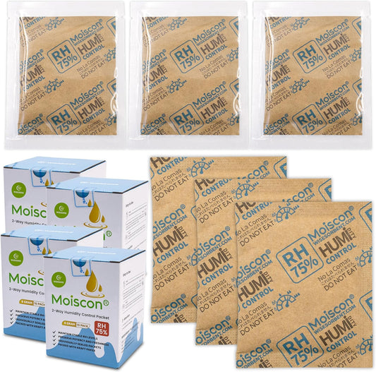 75% RH 8 Gram 60 Pack Two-Way Humidity Control Packs for Storing Up to 5 Items, Size 8 Moisture