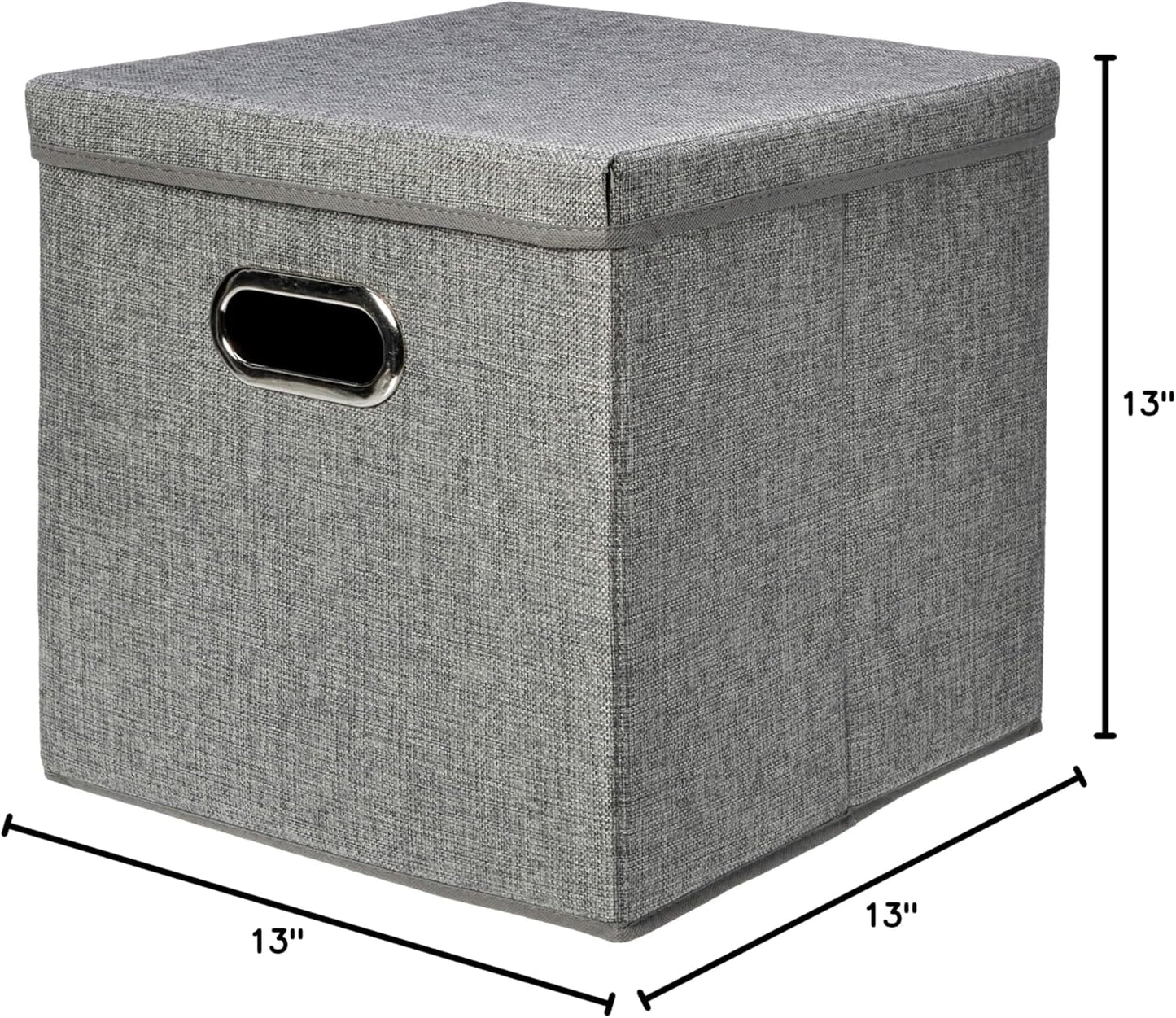 Amazon Basics Foldable Burlap Cloth Cube Storage Bin with Lid, Stackable and Sturdy, Gray, Set of 2