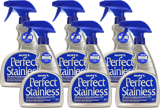 HOPE'S Perfect Stainless Steel Cleaner Streak-Free Self-Polishing Formula, Blocks Fingerprints, Pack of 6, 22 Ounce, 132 Fl Oz