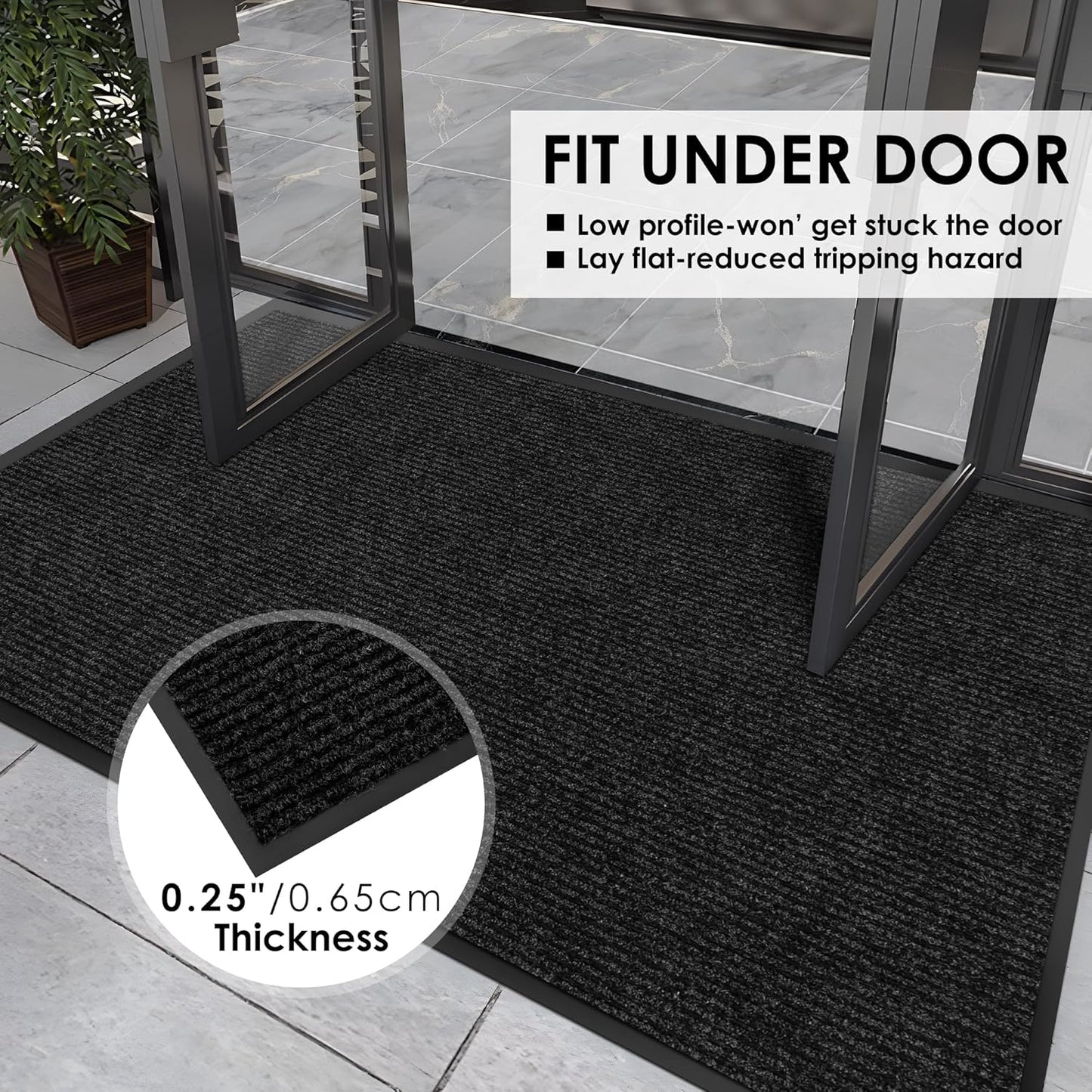 2′ x 38′ Front Door Mat Indoor Outdoor Entrance, Commercial Floor Mat Heavy Duty Dirt Trapper Entryway Doormat, Custom Size Non Slip Rubber Backing Welcome mat, Door Mat for High Traffic Area