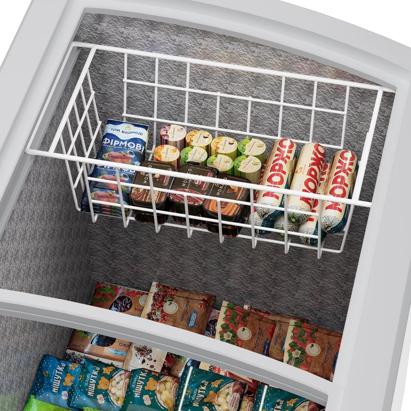 SANNO Chest Freezer Baskets Organizer, Deep Freezer Baskets Bin Sturdy Metal Wire freezer storage Organizer for Home Kitchen,16.5in