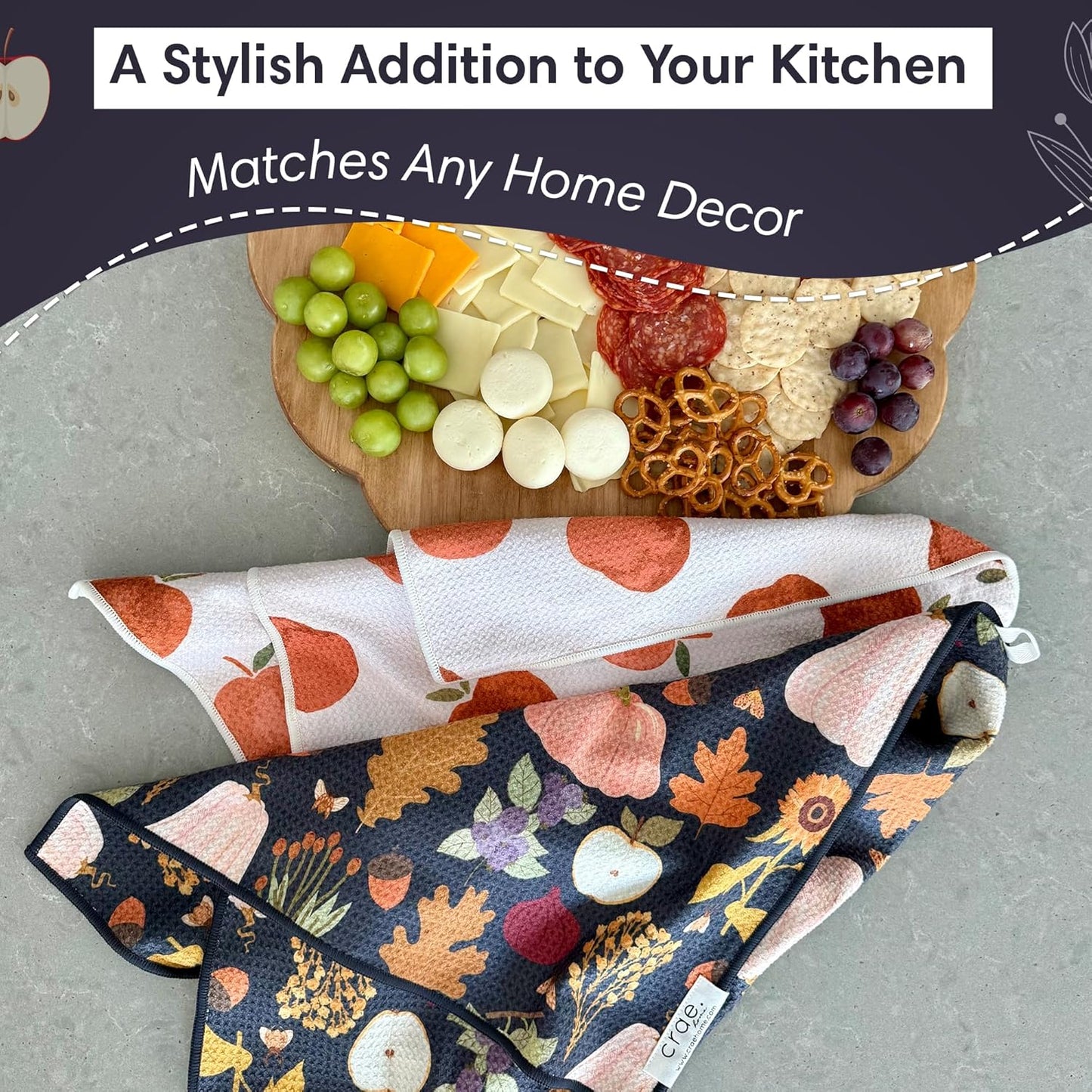 Microfiber Hand Towel & Washcloth Set of 2 - Double-Sided, Waffle Weave, Super Absorbent, Lint-Free, Fast Drying - Jonny & Gather Pattern for Bathroom, Kitchen, Car, and Window Cleaning