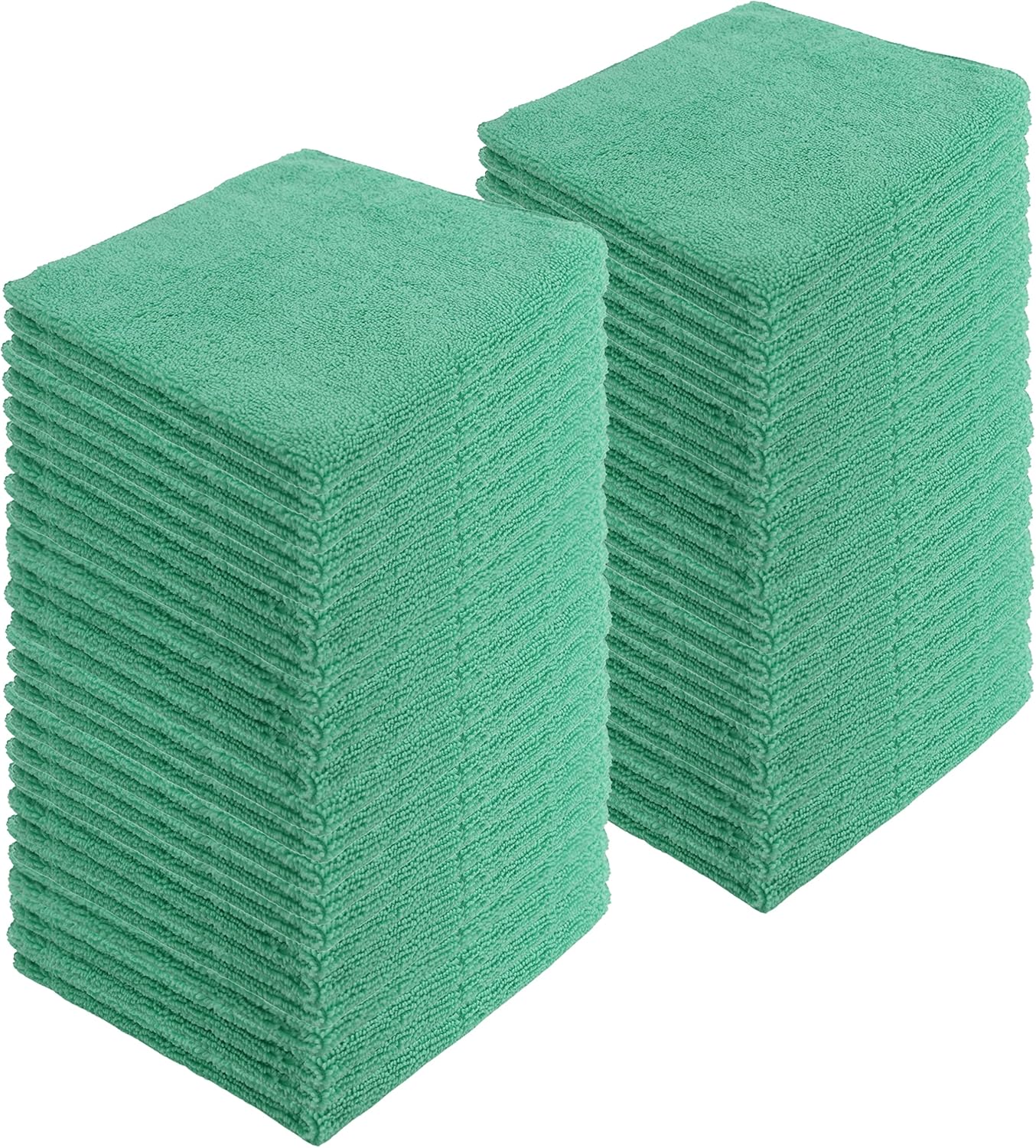 Microfiber Cleaning Cloths,48 Pack, 16"x16", All-Purpose, Softer, Highly Absorbent, Lint-Free, Reusable, Washable Pro Towels, Green, for House, Kitchen, Bathroom, Car, Office