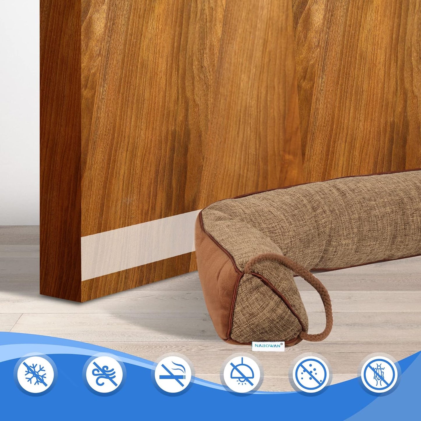 NABOWAN 36" Weighted Under Door Draft Stopper -Triangular Door Draft Blocker with Hook Loops for Easy Install, Save Energy, Home Room Essentials