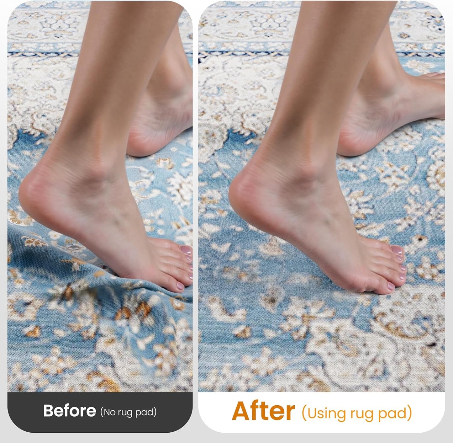 Non-Slip Rug Pad Gripper 9x13 Feet, Anti Skid Mat for Under Area Rugs, Keeps Rugs in Position and Safe, Thick Cushioned Carpet Pad for Hardwood Floors Protection