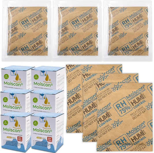 90 Pack 75% RH Size 8 Two-Way Humidity Control Packs for Storing Up to 5 Items, 8 Gram Moisture