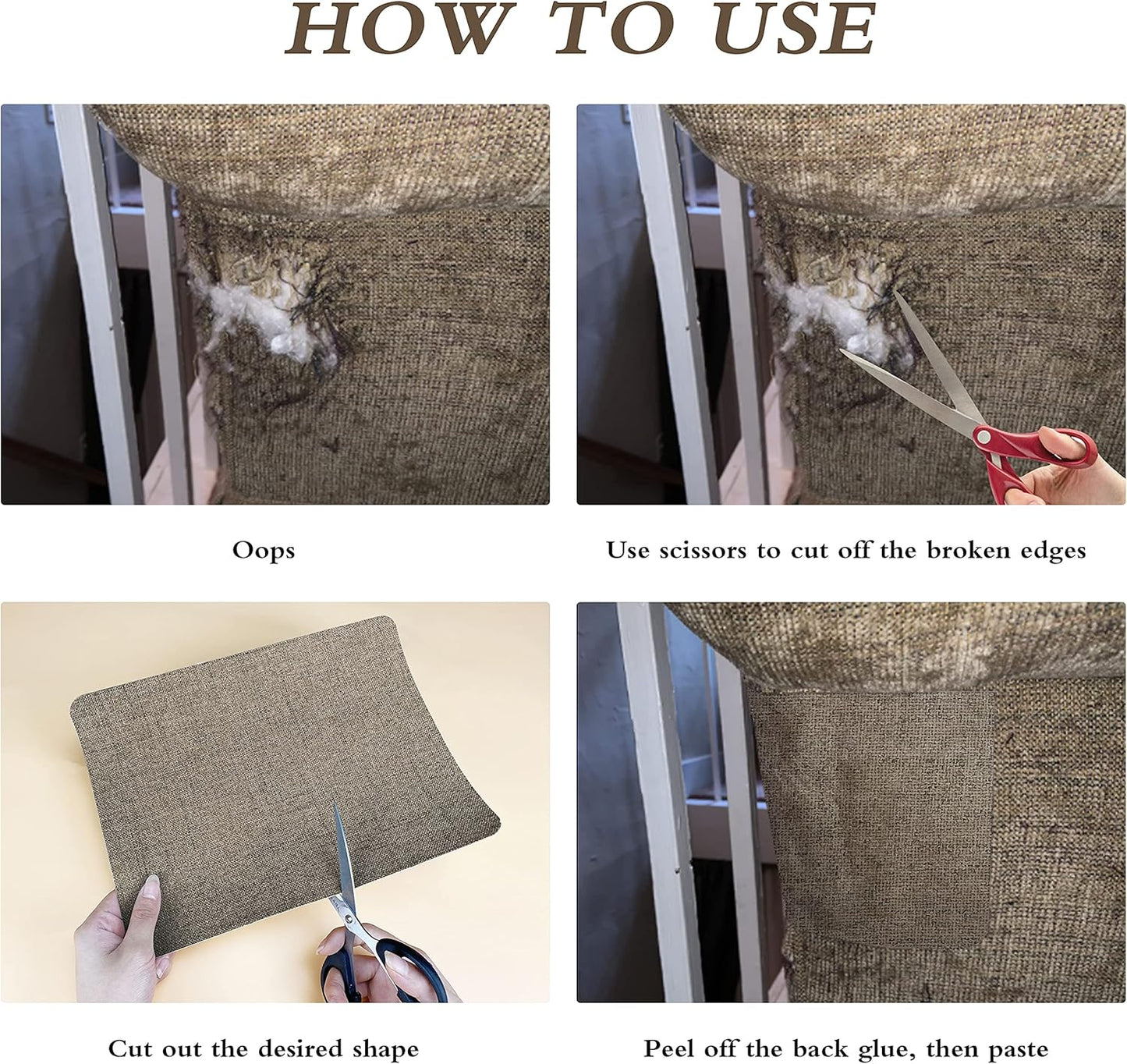 KING MOUNTAIN Coarse Linen Repair Patches, Self-Adhesive Linen Fabric Patches, 8X11 inch 2 PCS, Multi Color, Can be Used for Linen Sofa Repair and Linen Clothes Repair(8" x 11"-2PCS,Chocolate Brown)