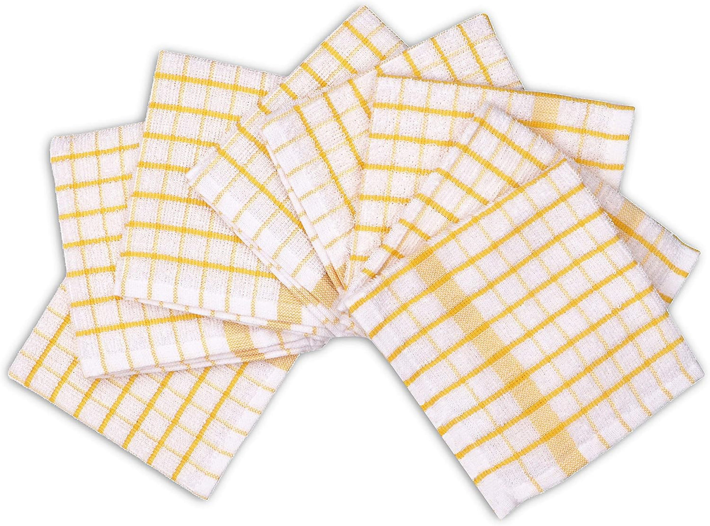 AMOUR INFINI Kitchen Dish Cloths Set of 8 - Ultra Soft, Highly Absorbent, Quick-Drying Terry Cotton Dishcloths 12"x12" Inch Wash & Cleaning Cloths for Kitchen & Dishwashing (Yellow)