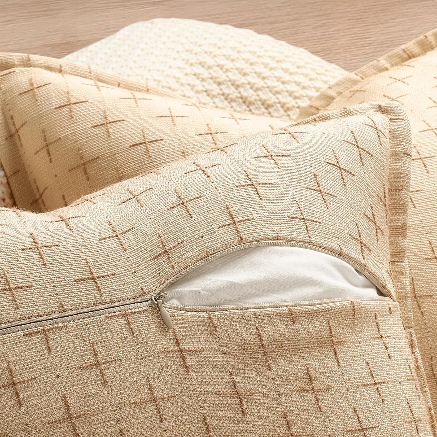 ZWJD Pillow Covers 22x22 Set of 2 Soft Polyester Textured Pillow Covers with Stylish Flange Edge Cozy Farmhouse Throw Pillows for Couch Bed Sofa Living Room