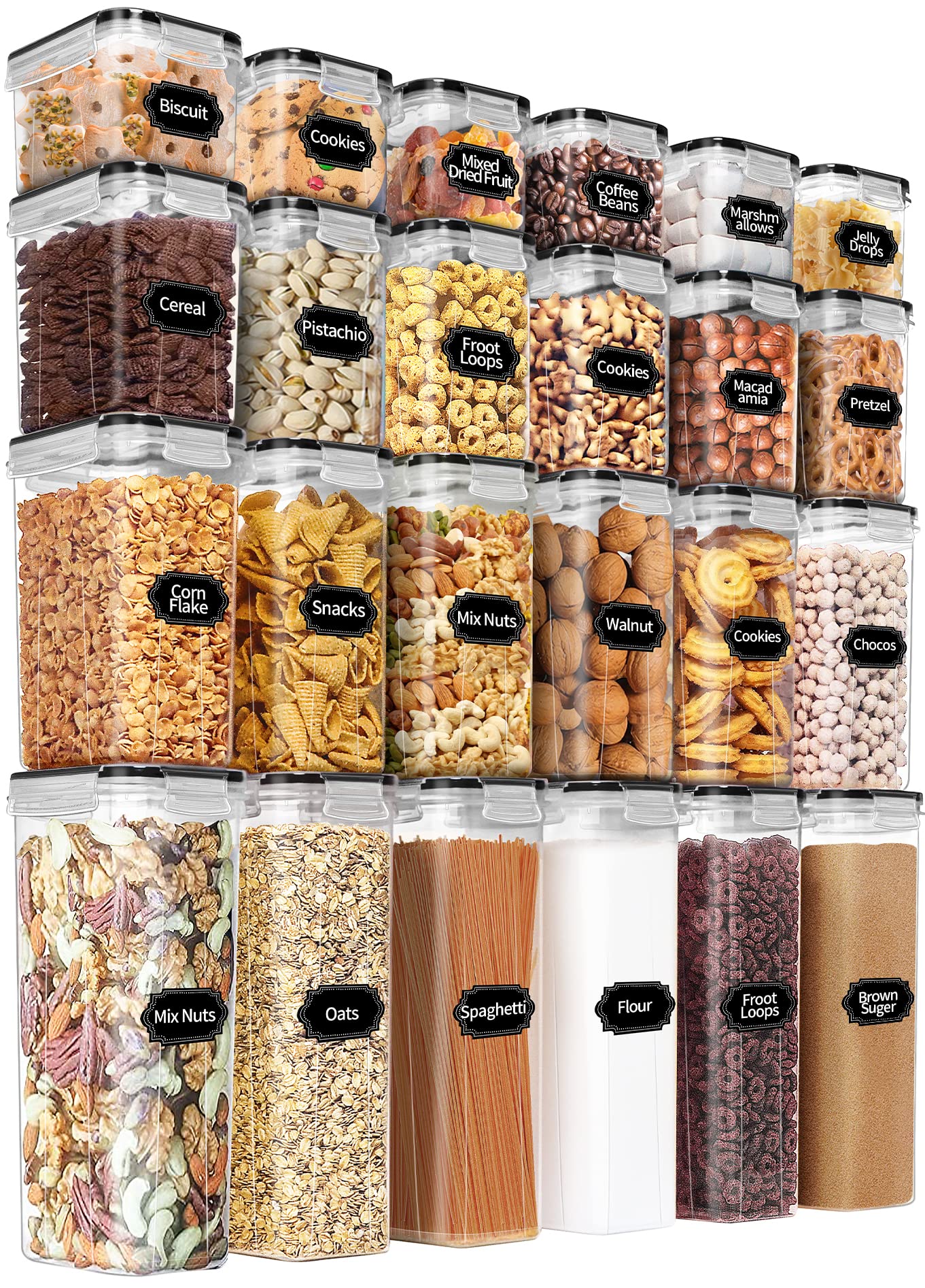 PRAKI Airtight Food Storage Containers Set with Lids - 24 PCS, BPA Free Kitchen and Pantry