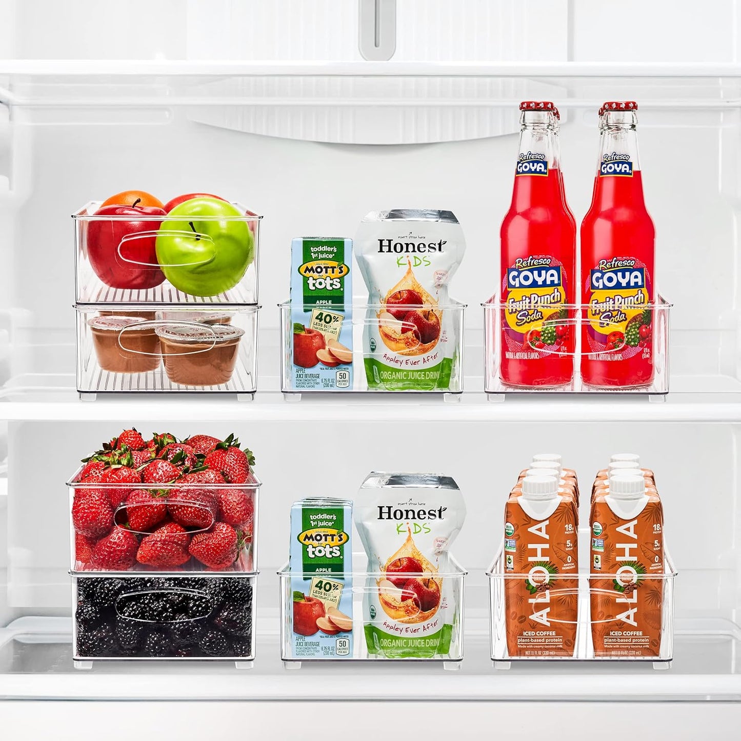 Sorbus Stackable Refrigerator Organizer Bins - Clear Storage Bins for Kitchen Pantry, Freezer & Fridge Organization - Food Organizing Plastic Containers with Handles for Countertops & Drawers (2 Pack)