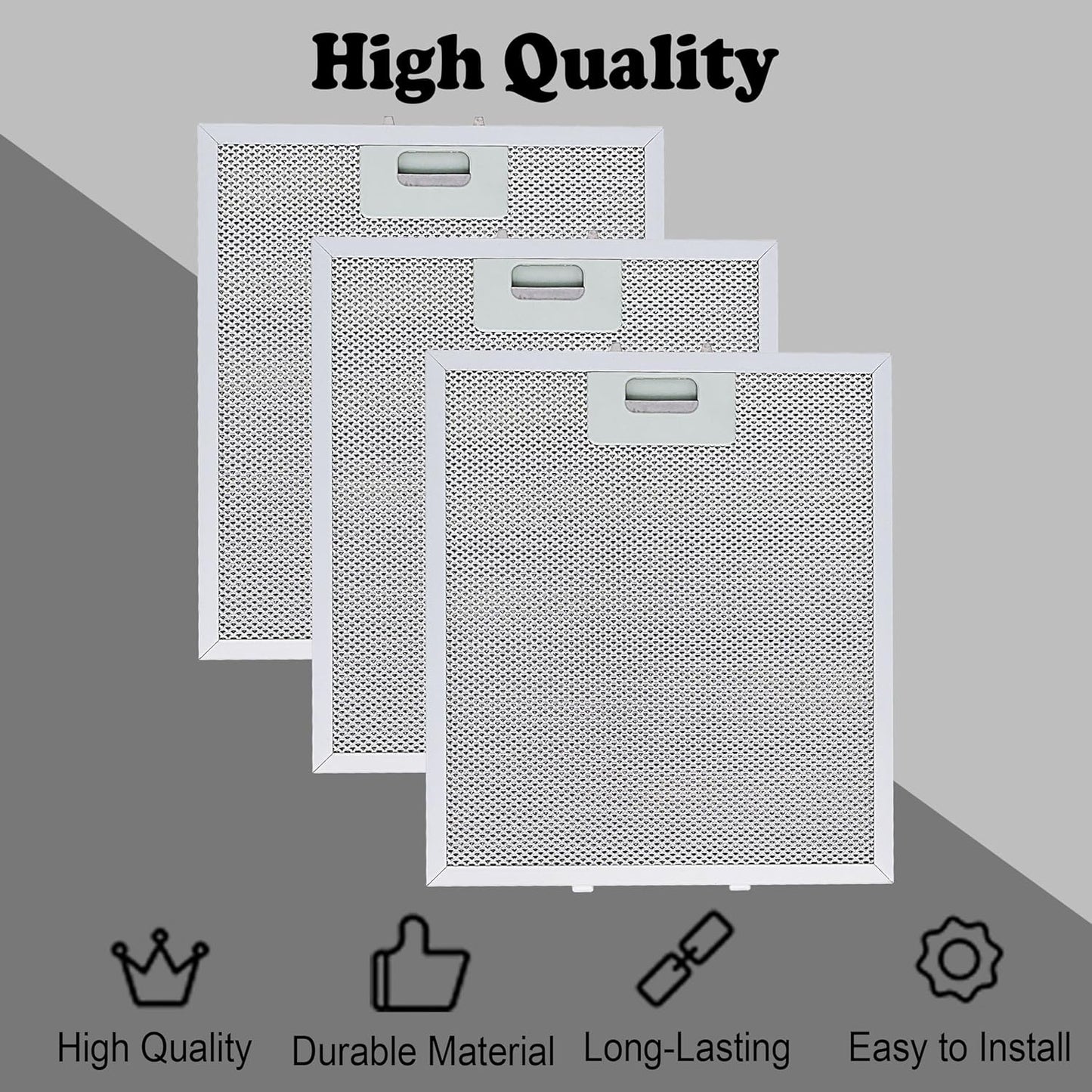 ?‘¼?’‘?’…?’‚?’•?’†?’… W10169961A Aluminum Range Hood Filters Replacement 3 Pack 10.5 x 12 Inch by Wadoy, 3-Layer Aluminum Mesh Range Hood Filter Metal Slip Joints Compatible with Whirl-pooll