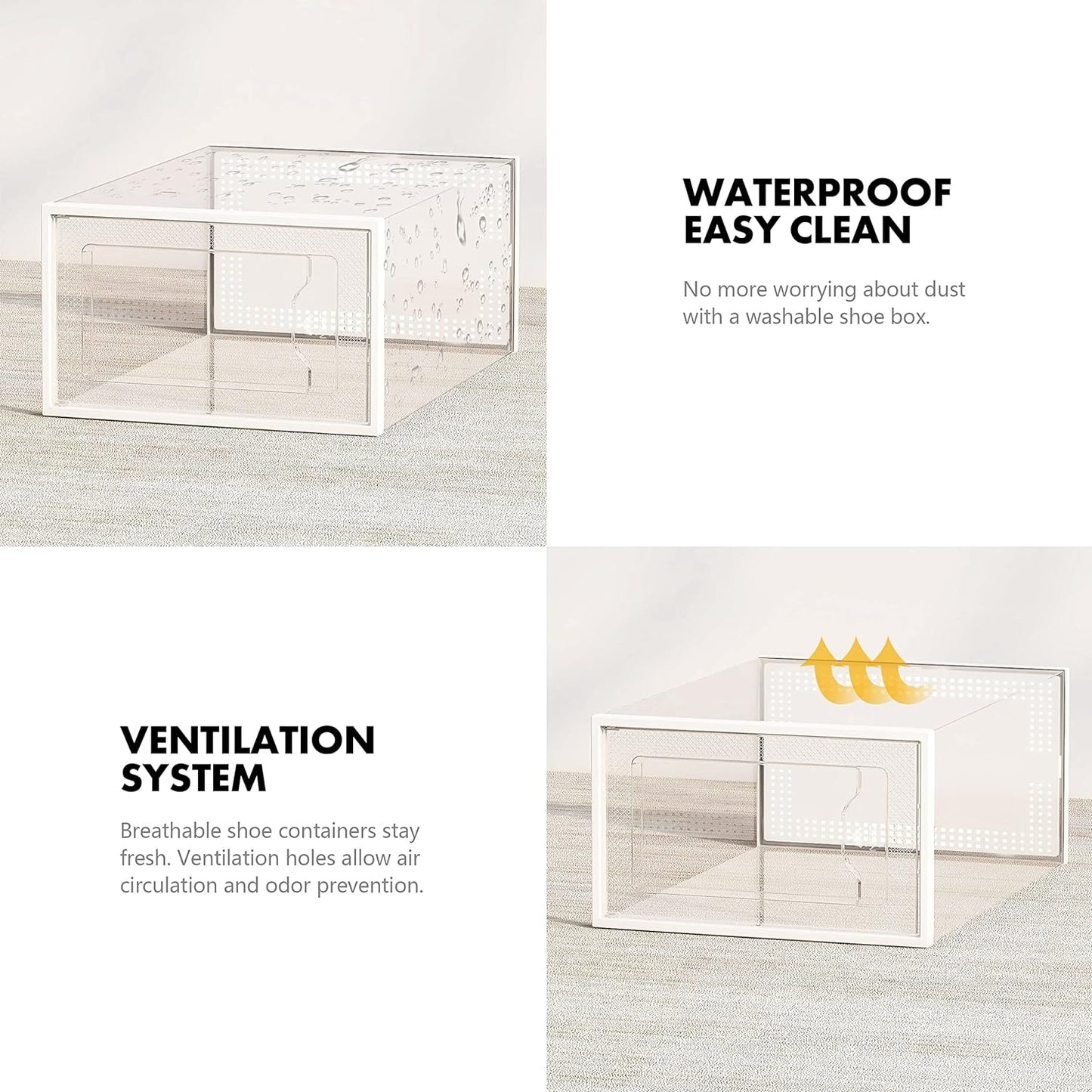 SEE SRPING XX-Large Shoe Storage Box Fit Size 14, Clear Plastic Stackable Shoe Organizer for Closet, Shoe Rack Sneaker Containers Bins Holders, Drawer Organize Unit, 12 Pack Clear