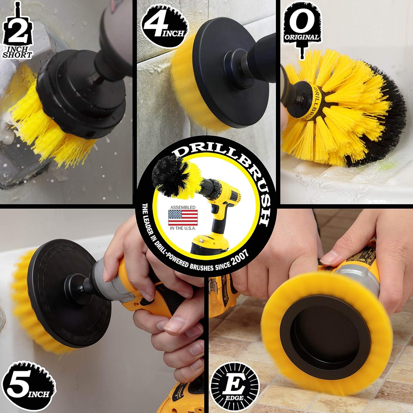 Drill Brush Power Scrubber by Useful Products - Toilet Bowl Power Brush - Bathroom Cleaner - Shower Cleaner - Bathroom Accessories Set - Cleaning Kits - Spin Scrubber Drill Attachments for Cleaning