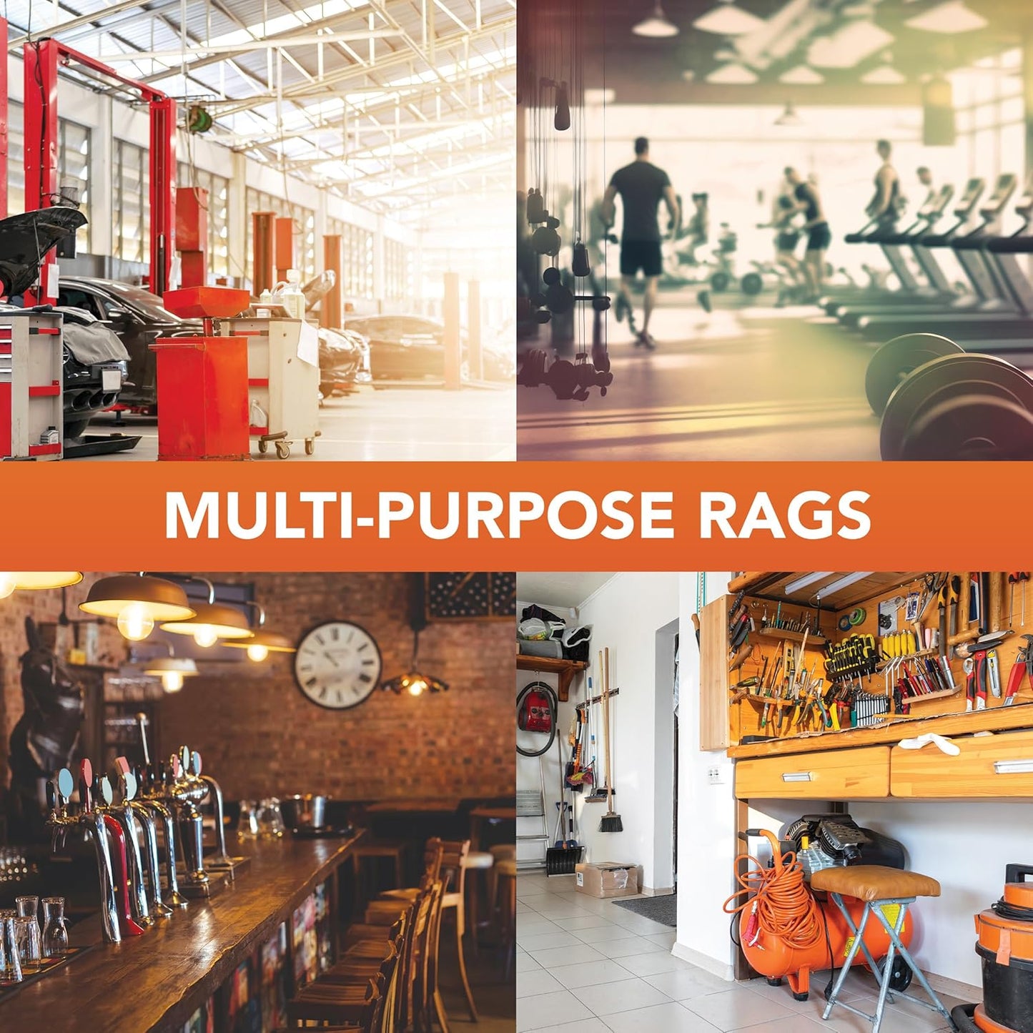 Arkwright W11 Terry Cloth Towels for Cleaning - Case of 4 - Soft Cotton Blend Washable Multi-Purpose Bar Mop, Absorbent & Quick Dry, Bulk Bag of Rags for Kitchen, Auto Shop, and Garage, 10 lb, White