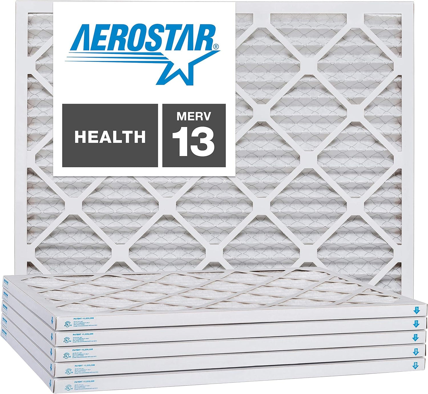 Aerostar 8x16x1 MERV 13, Pleated Air Filter, 8x16x1, Box of 6, Made in the USA