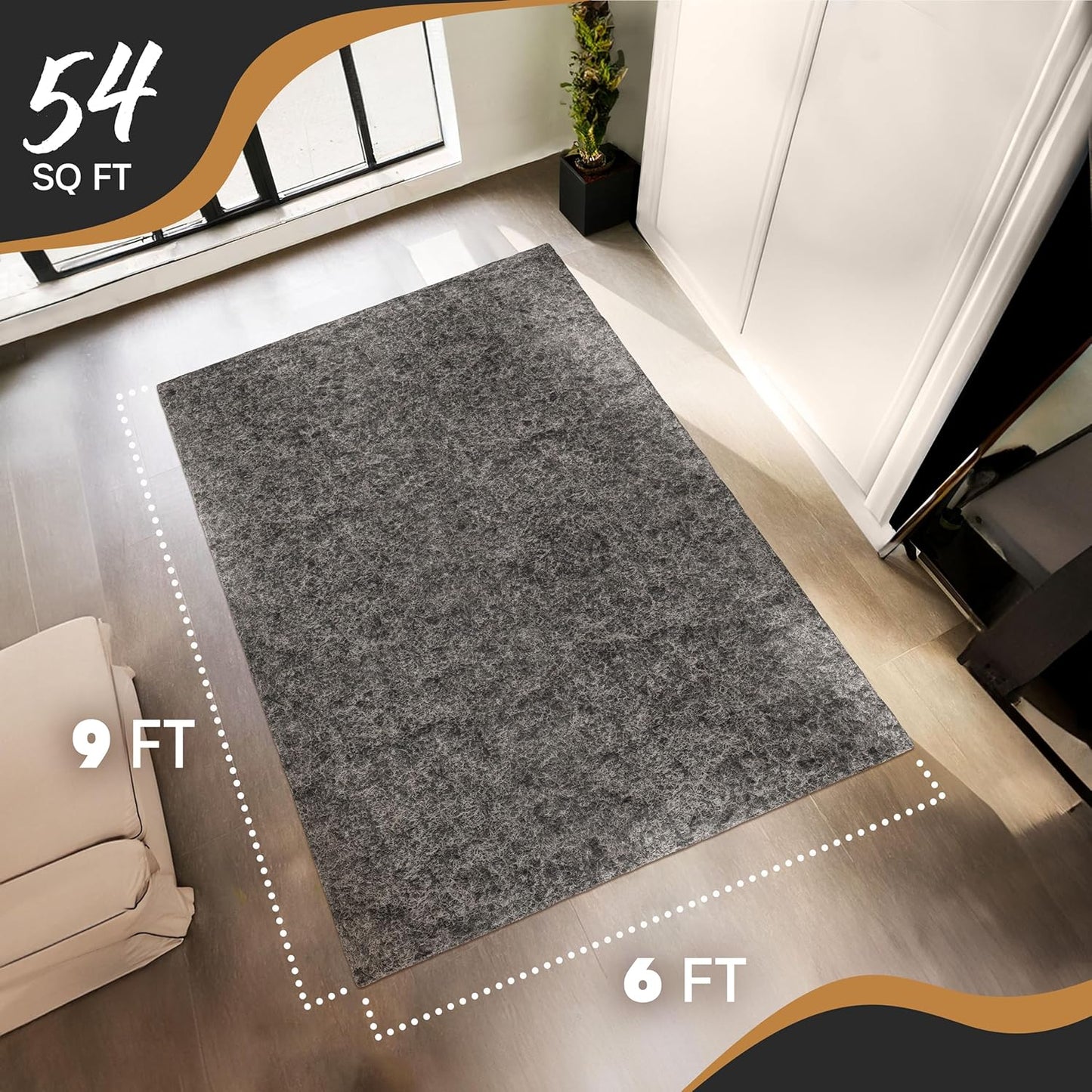 Nevlers 6x9 Rug Pad Non Slip – 1/4" Thick Felt TPO Dual-Layer Grip Mat | Anti Skid Rug Gripper for Hardwood Floors & More, Customizable Carpet Pad for Floor Protection, Floor Padding for Added Comfort