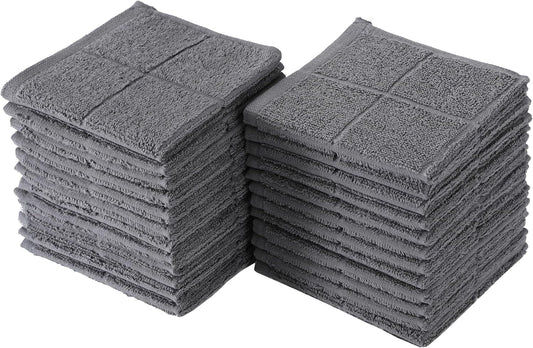 Glynniss Kitchen Dish Cloths Highly Absorbent Dish Rags 100% Cotton Wash Cloths for Washing Dishes (Grey, 24)