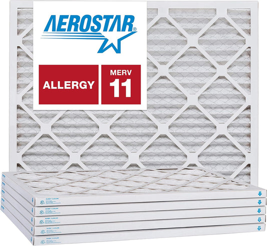 Aerostar 10x20x1 MERV 11, Pleated Air Filter, 10x20x1, Box of 6, Made in the USA