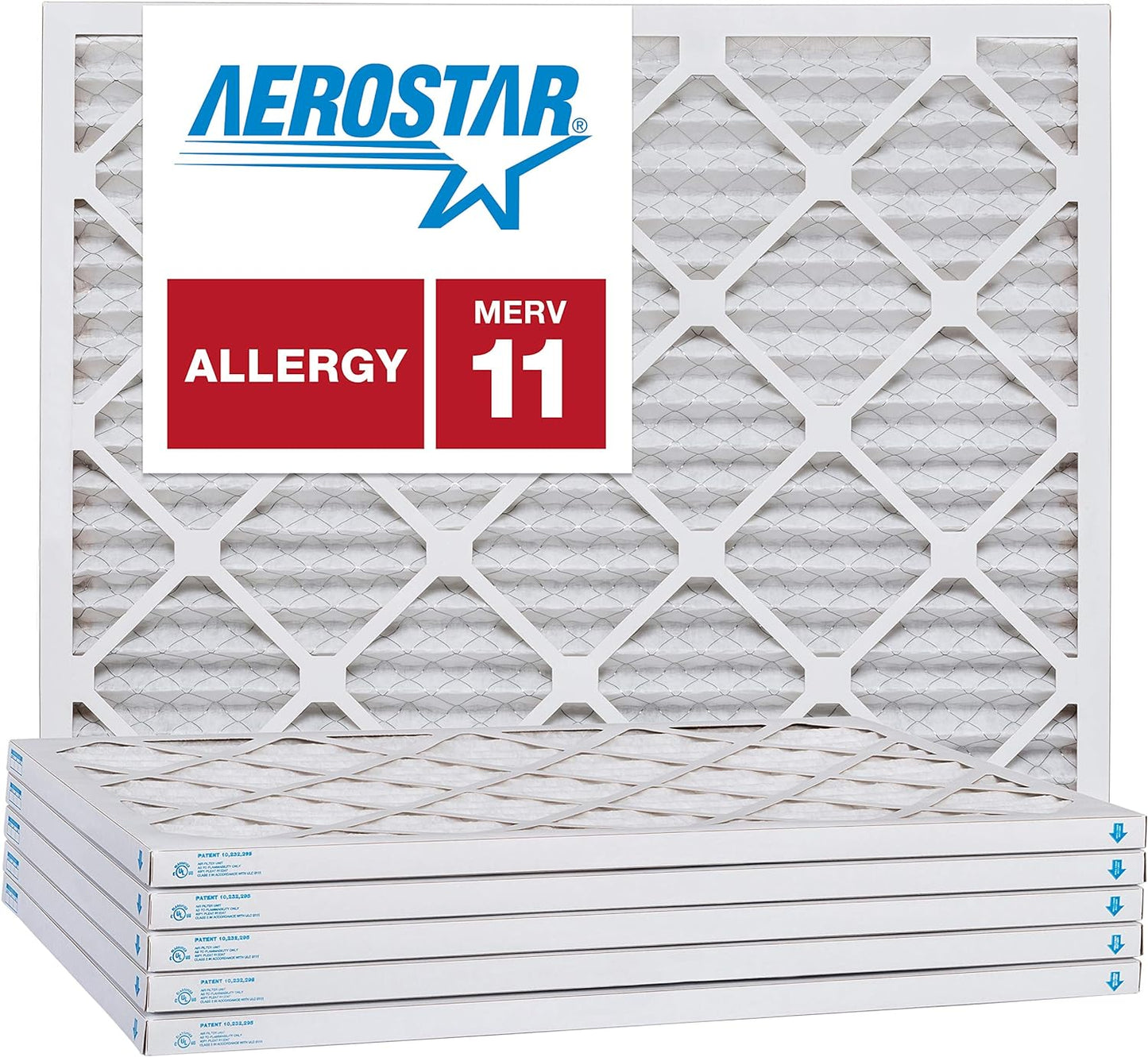 Aerostar 10x18x1 MERV 11-6 Count - Pleated Furnace & Air Conditioner Filters - Removes Dust, Cold & Flu Germs, Lint, Mold, Pet Dander, Allergy-Causing Pollen, Smog & Smoke