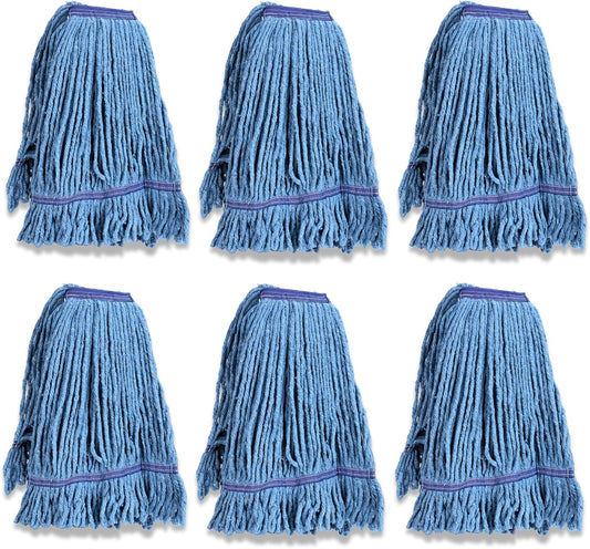 6 Packs Commercial Mop Head Replacement, Mop Heads Replacements – Heavy Duty Commercial Floor Cleaning – Super Absorbent Cotton, Durable & Washable – Ideal for Cleaning Service Companies & Homeowners