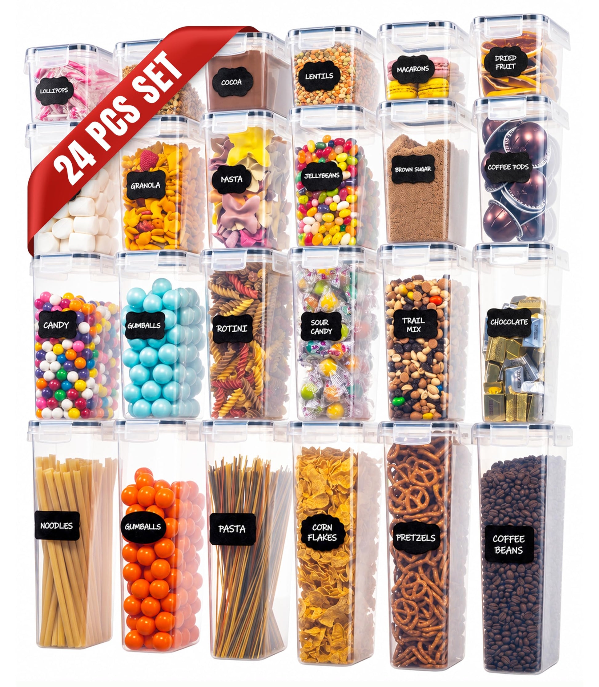 Oizeir Airtight Food Storage Containers with Lids 24-Pack, Pantry Kitchen