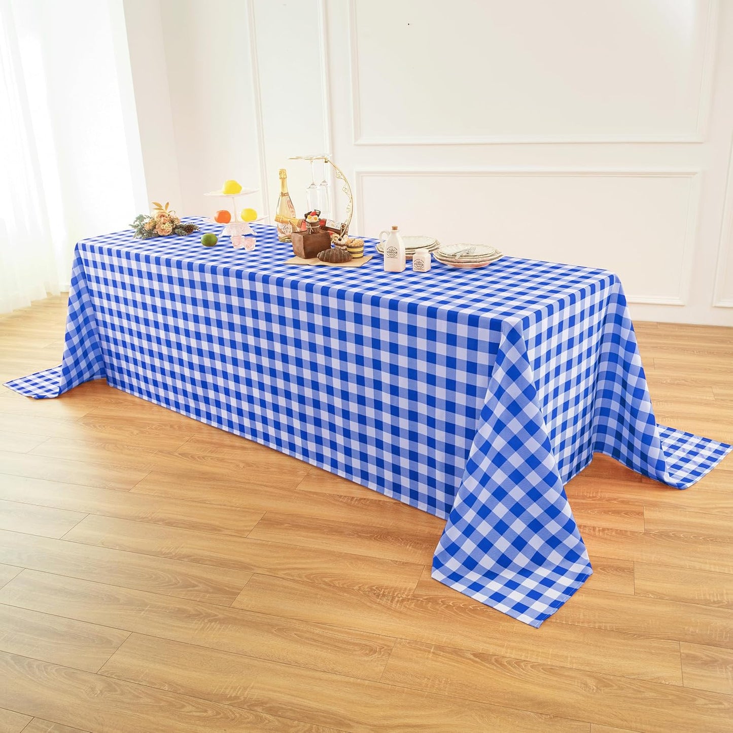 Classic Gingham Buffalo Tablecloth Fabric - Oblong 90x132 Inch Water Proof Checkered Table Cloth for Indoor Outdoor - Table Cover for Birthday, Picnics, BBQs, and Parties