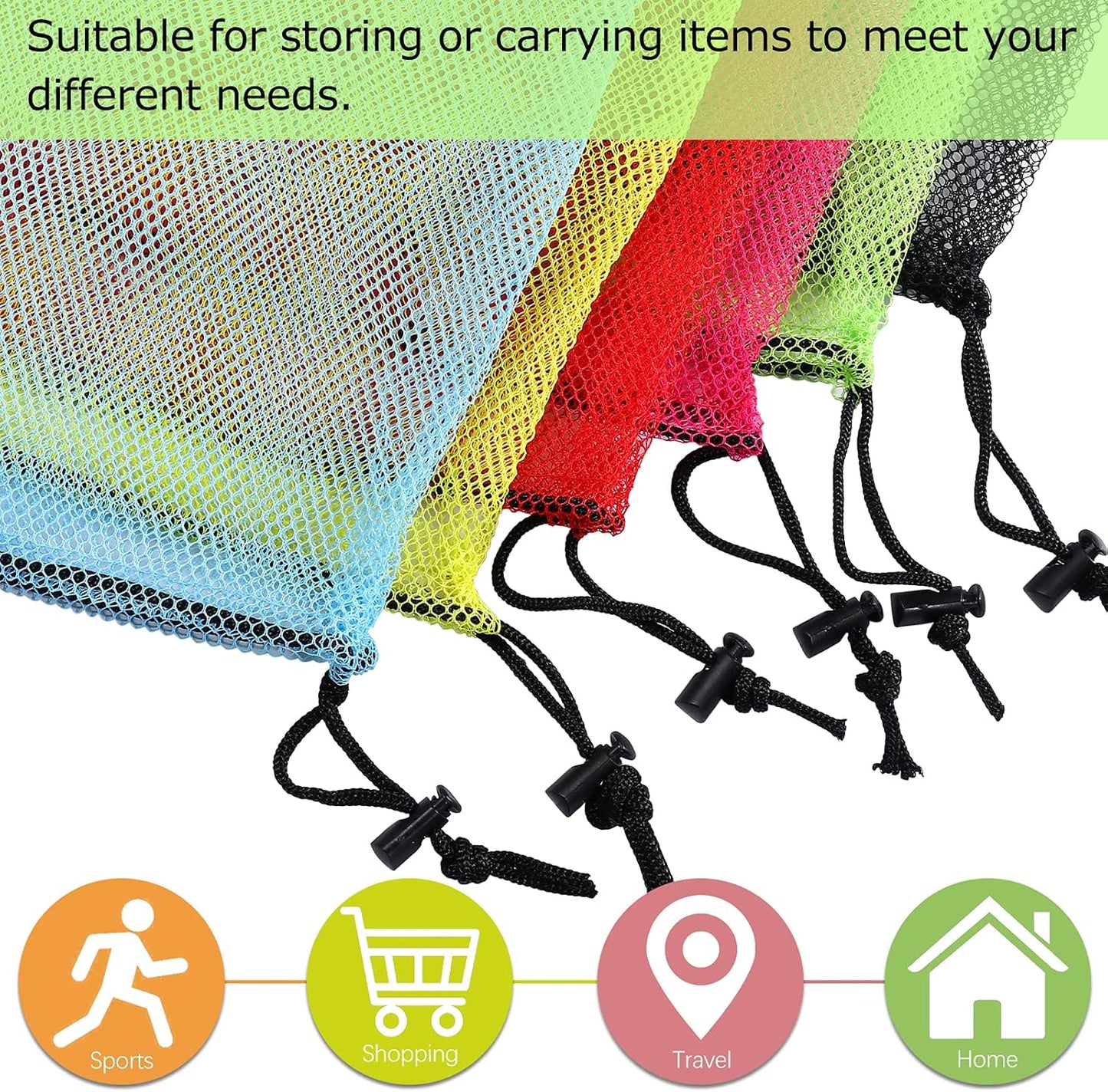 iMucci 13"X15.5" 6Pcs Mesh Laundry Drawstring Bag Nylon Drawstring Gym Bag with Cord Lock Closure