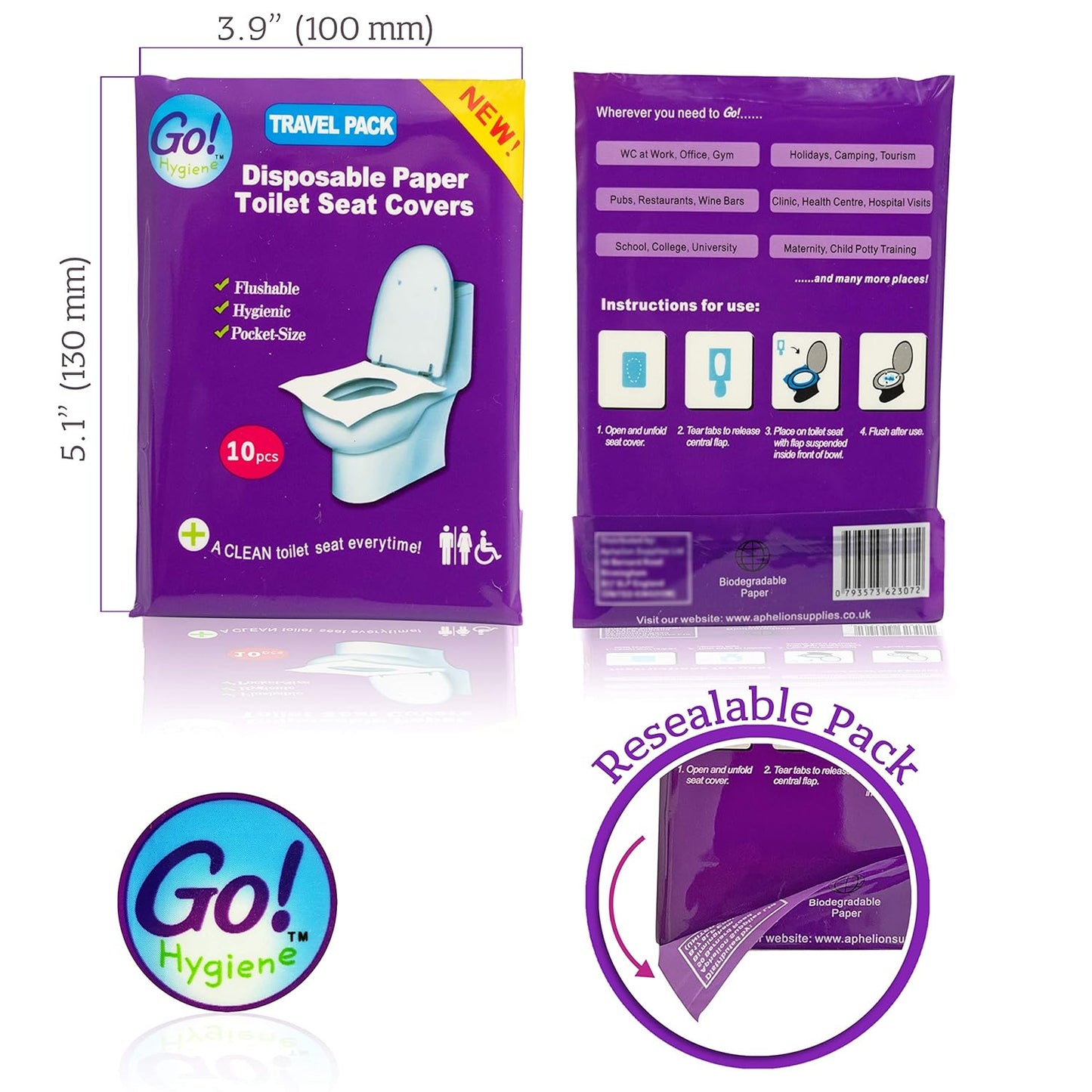 XL Travel Pack of 4 Packs (40-Count) + 1 Free Pack (10-Count) ! - Disposable Toilet Seat Covers - New!