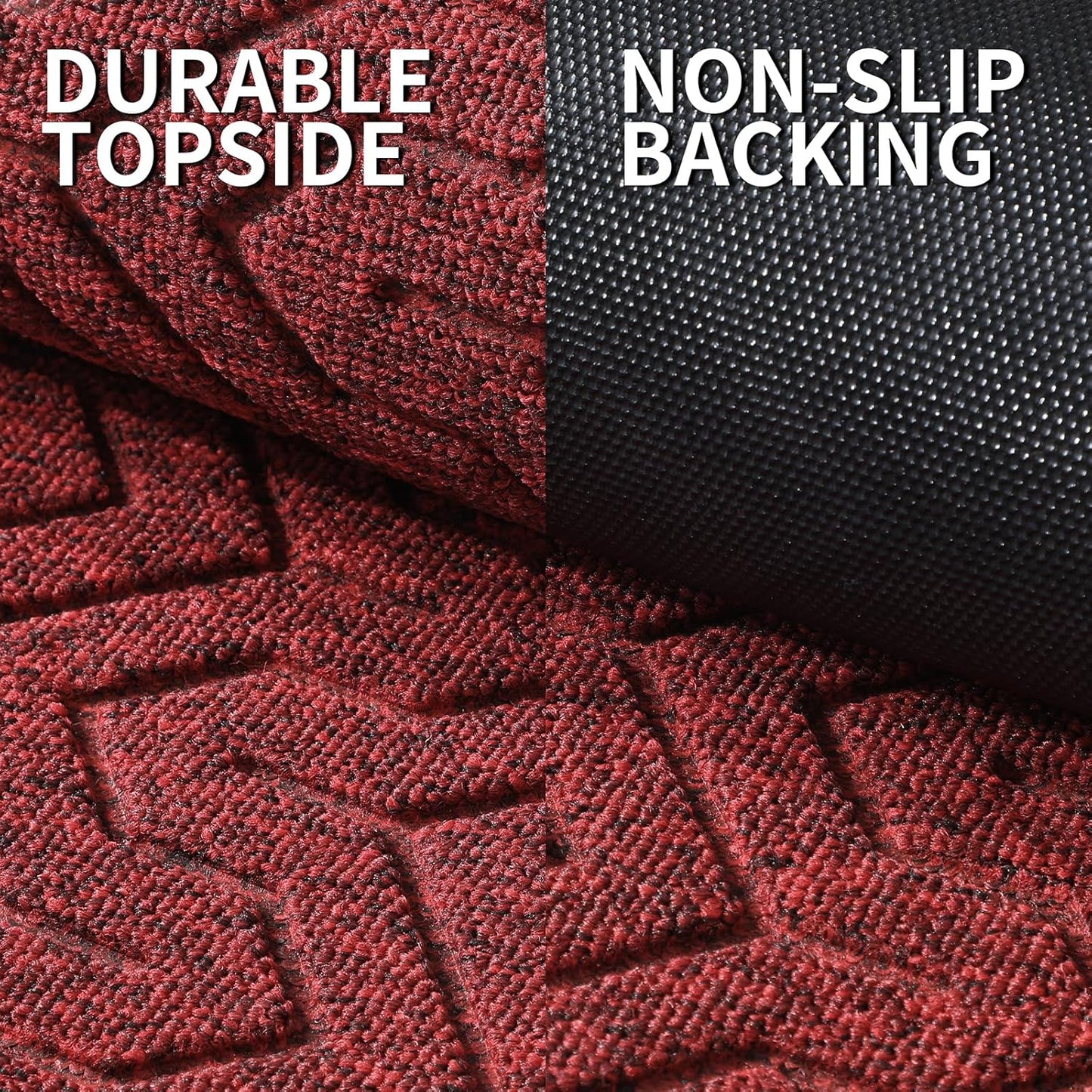 Yimobra Large Door Mat Outside Entrance 36x24, Waterproof Heavy Duty Outdoor Mats for Front Door, Non Slip Rubber Entry Mat for Garage Patio, Easy Clean, Black Red