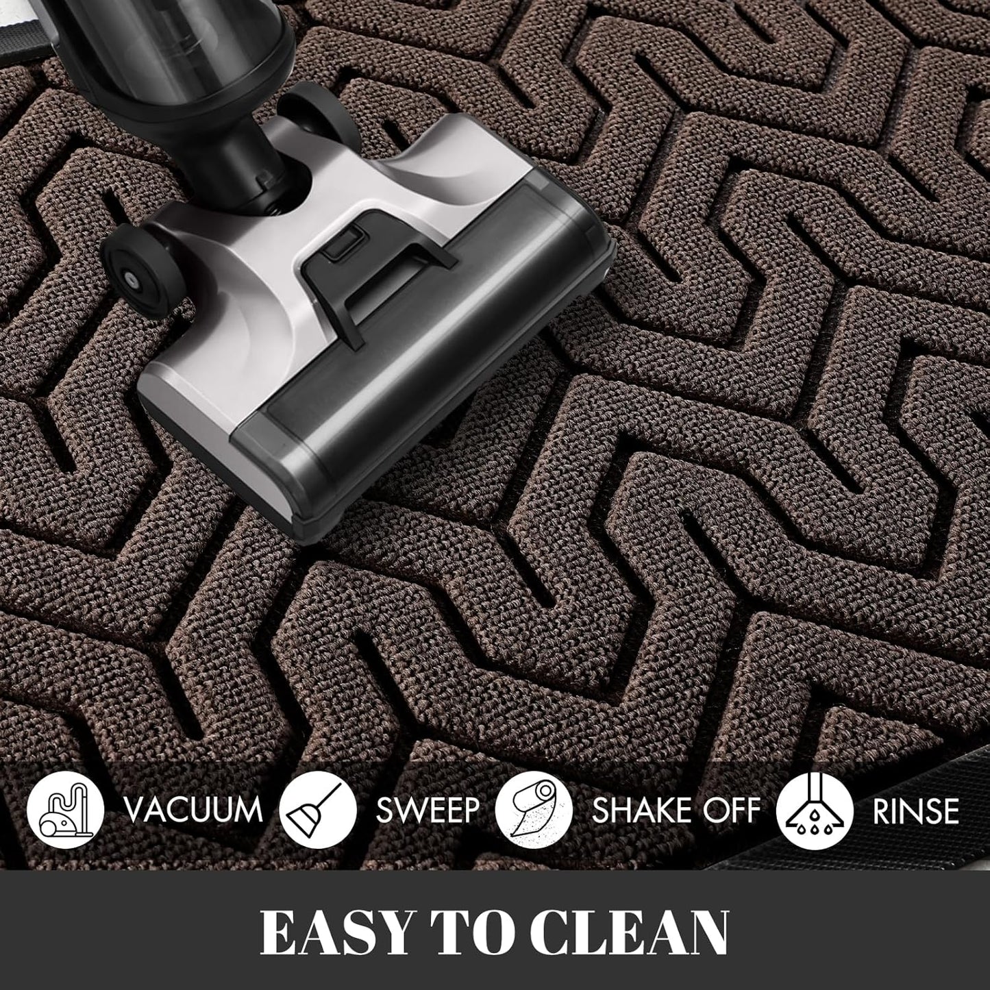 Yimobra Large Door Mat Outside Entrance 47x24, Waterproof Heavy Duty Outdoor Mats for Front Door, Non Slip Rubber Entry Mat for Garage Patio, Easy Clean, Brown