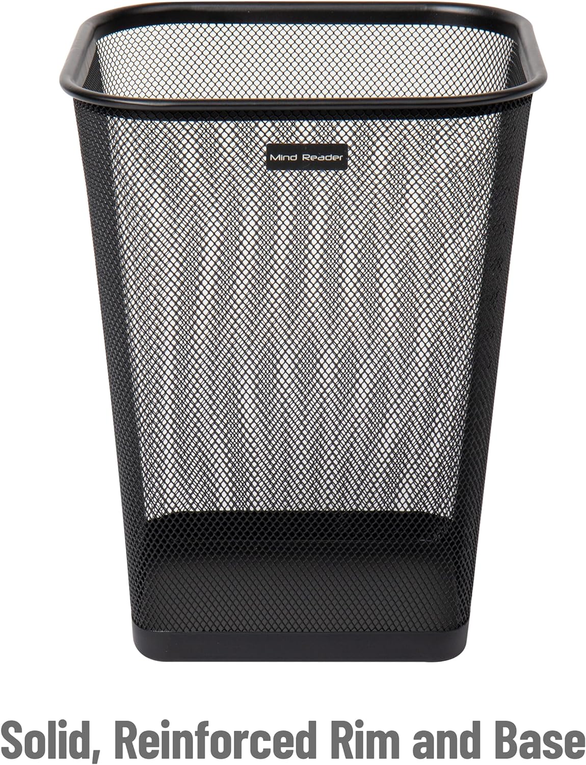 Mind Reader Mesh Trash Can, Waste Paper Basket, Square, Office, Metal Mesh, 9.75"L x 9.75"W x 12.25"H, Set of 2, Black
