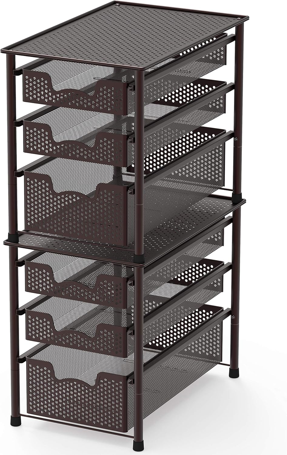Simple Houseware Stackable 3 Tier Sliding Basket Organizer Drawer, Bronze